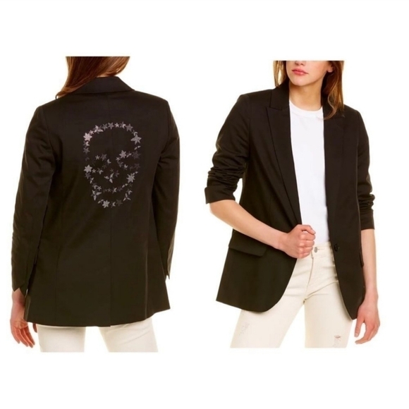 New Zadig & Voltaire Viva Skull Stars Strass Black Blazer Suit Jacket NWT 34/XS - Picture 3 of 15